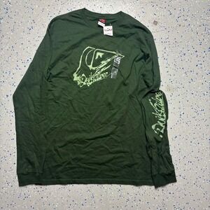 NWT Quiksilver Green Long Sleeve Graphic Y2K Surf Tshirt Size Medium
